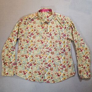 IZOD Womens Floral Design Long Sleeve Button Blouse Shirt Top Size PXL‎